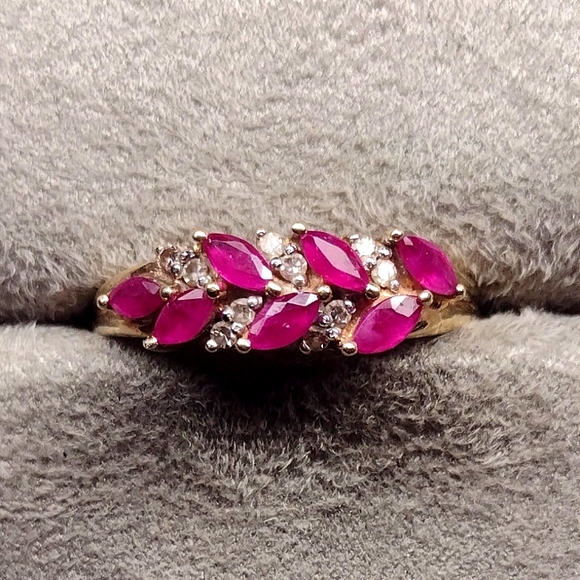 10K Gold Marquise Ruby Ring - Picture 1 of 16